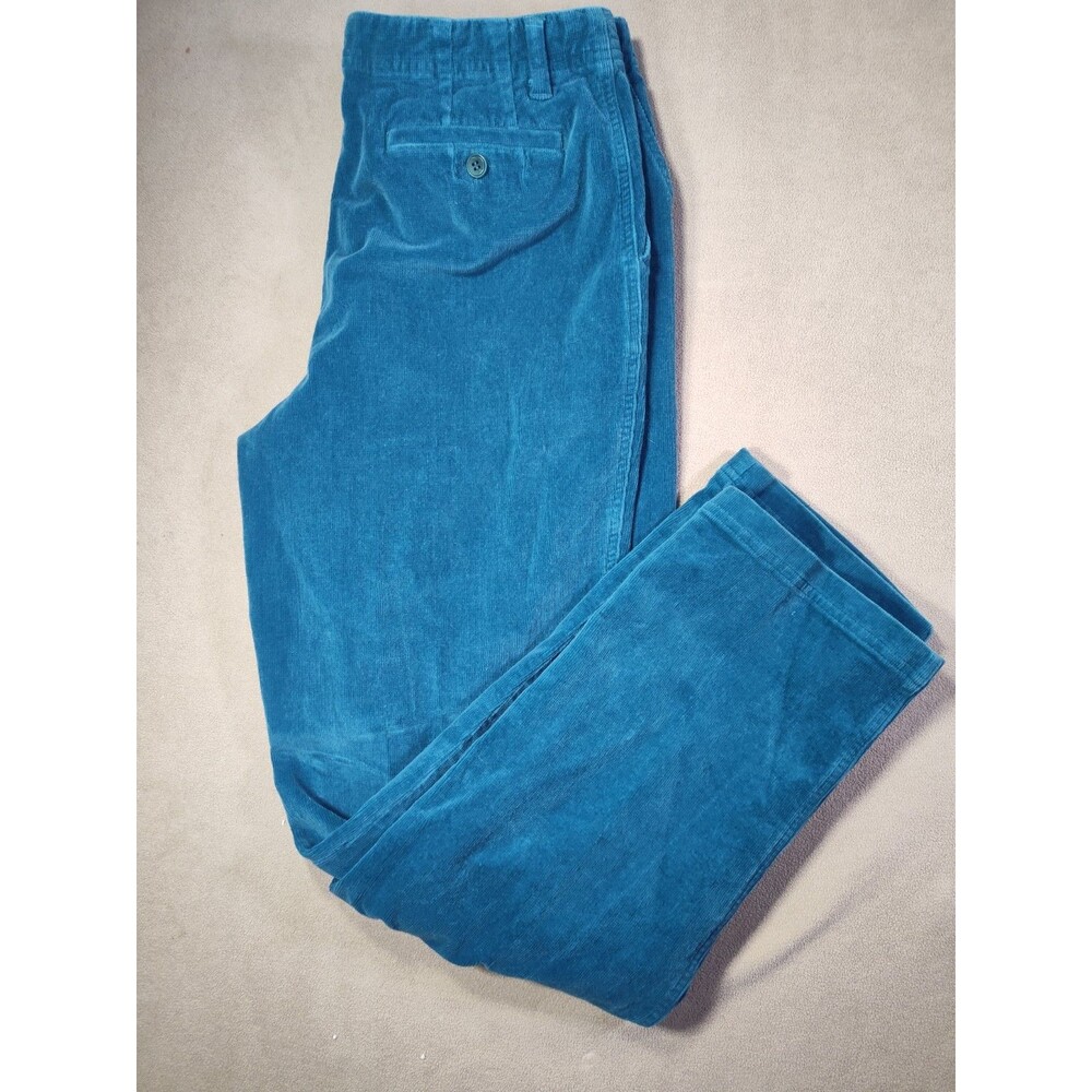 Vintage Bushwacker Womens 10 Teal Blue Corduroy Pants Straight Leg High Rise